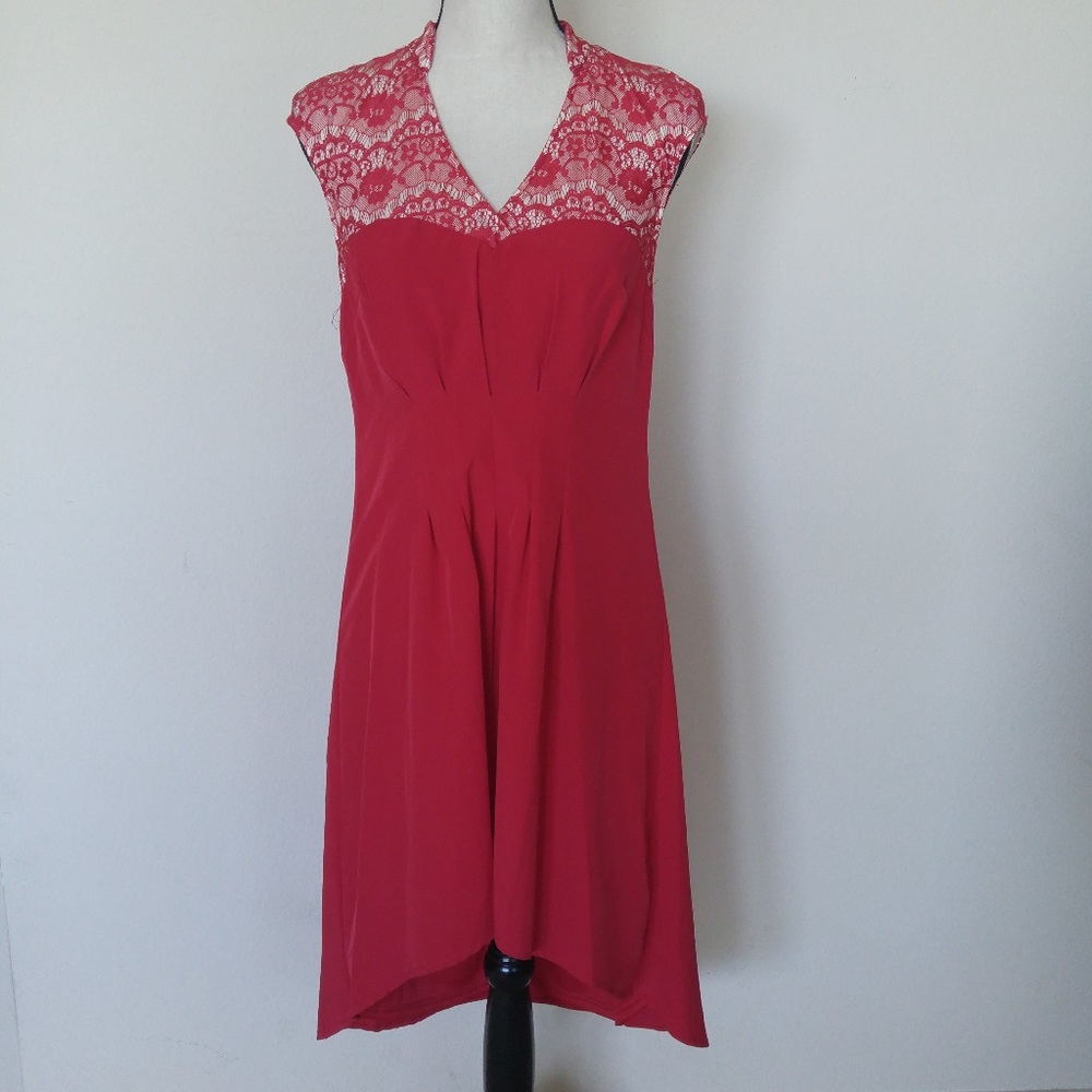 Chelsea & Violet Red Lace Lover  Hi-Low Red Dress
